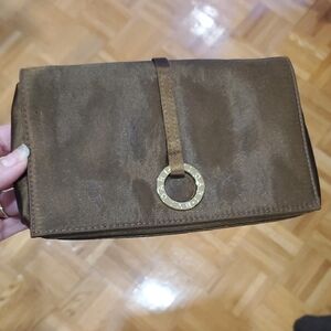 Bulgari Brown Satin Clutch Cosmetic Bag